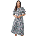 Multicoloured - Front - Dorothy Perkins Womens-Ladies Floral Shirred Cuff Midi Dress