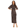 Bronze - Front - Dorothy Perkins Womens-Ladies Sequins Velvet Wrap Petite Midi Dress