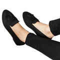 Natural Black - Side - Dorothy Perkins Womens-Ladies Lennie Tassel Wide Loafers