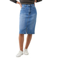 Mid Wash - Front - Dorothy Perkins Womens-Ladies Denim Midi Skirt