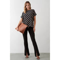 Monochrome - Lifestyle - Dorothy Perkins Womens-Ladies Spotted Roll Sleeve Blouse