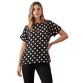 Monochrome - Front - Dorothy Perkins Womens-Ladies Spotted Roll Sleeve Blouse