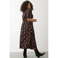 Black - Back - Dorothy Perkins Womens-Ladies Floral Wrap Plus Midi Dress