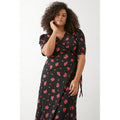 Black - Pack Shot - Dorothy Perkins Womens-Ladies Floral Wrap Plus Midi Dress