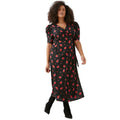 Black - Front - Dorothy Perkins Womens-Ladies Floral Wrap Plus Midi Dress