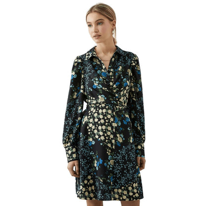 Black - Front - Dorothy Perkins Womens-Ladies Floral Front Tie Shirt Dress