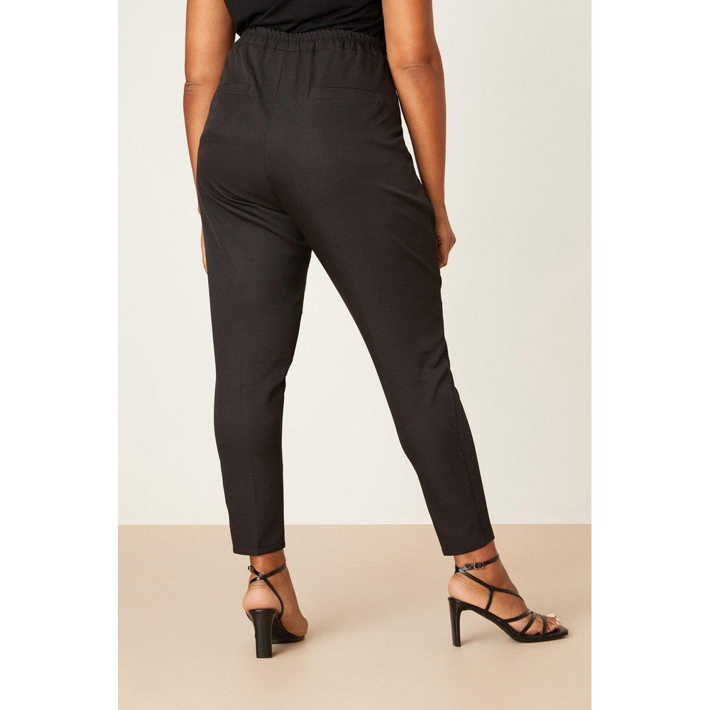 Black - Back - Dorothy Perkins Womens-Ladies Part Elasticated Plus Ankle Grazer Trousers