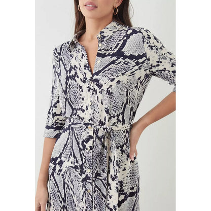 Black-White - Lifestyle - Dorothy Perkins Womens-Ladies Snake Print Midi Shirt Dress