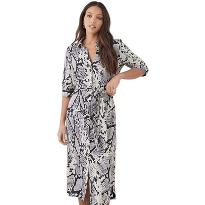 Black-White - Front - Dorothy Perkins Womens-Ladies Snake Print Midi Shirt Dress
