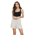 Oatmeal - Front - Dorothy Perkins Womens-Ladies Scalloped Waist Tie Casual Shorts