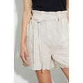 Oatmeal - Side - Dorothy Perkins Womens-Ladies Scalloped Waist Tie Casual Shorts