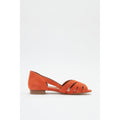 Orange - Back - Principles Womens-Ladies Barb Cut Out Leather Wide Sandals