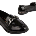 True Black - Side - Dorothy Perkins Womens-Ladies Leila Chain Patent PU Loafers