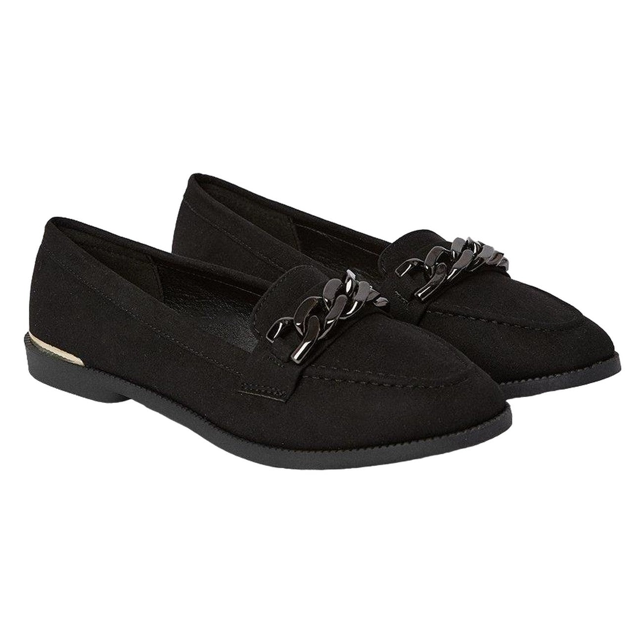 Natural Black - Front - Dorothy Perkins Womens-Ladies Leila Chain Patent PU Loafers