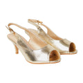 Gold - Back - Good For The Sole Womens-Ladies Evelyn Peep Toe Wide Court Shoes