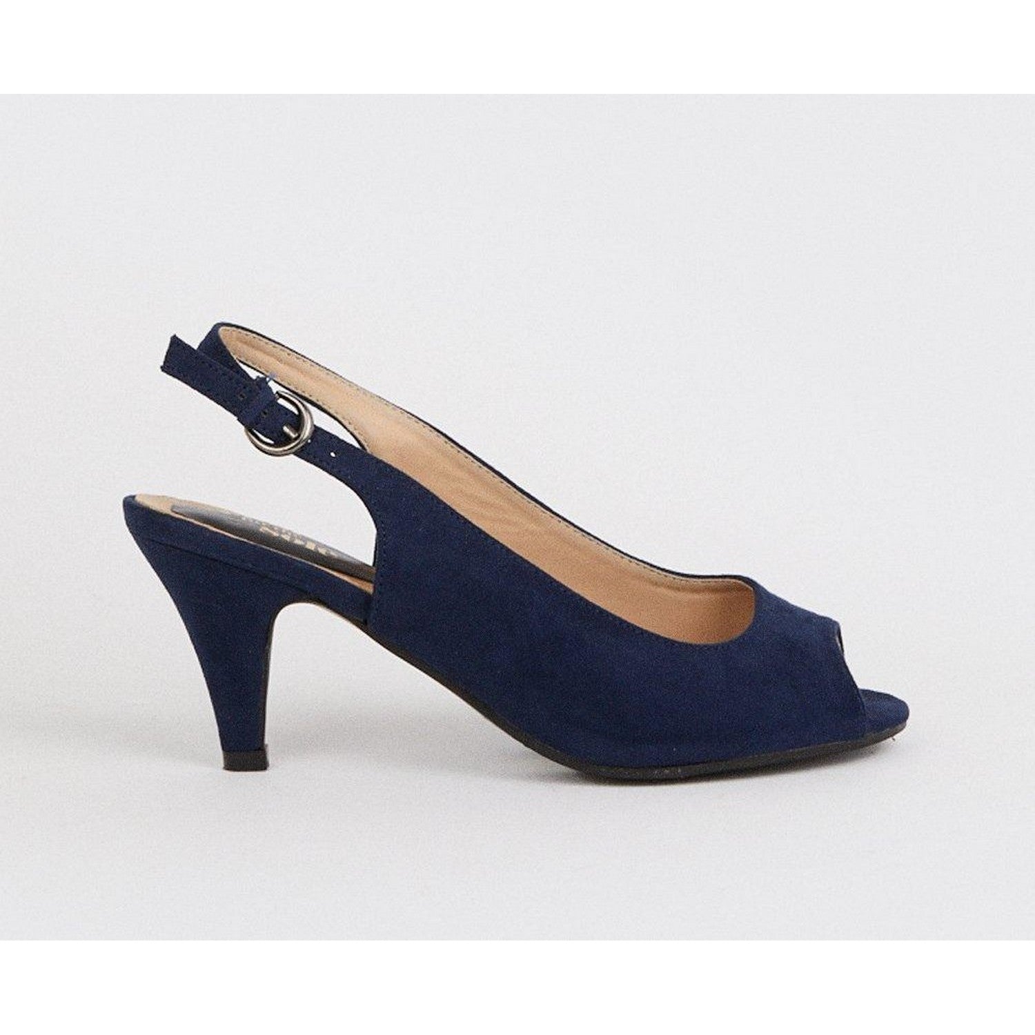 Navy - Back - Good For The Sole Womens-Ladies Evelyn Peep Toe Wide Court Shoes