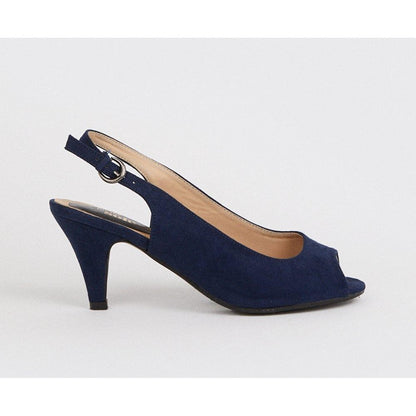 Navy - Back - Good For The Sole Womens-Ladies Evelyn Peep Toe Wide Court Shoes