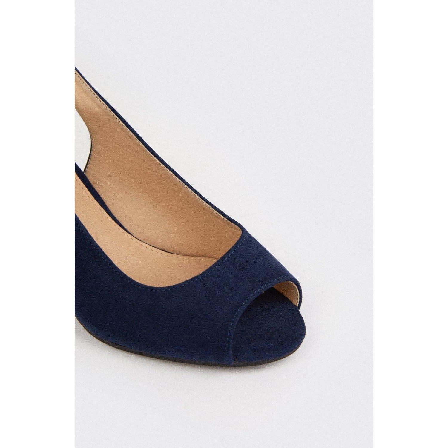 Navy - Side - Good For The Sole Womens-Ladies Evelyn Peep Toe Wide Court Shoes
