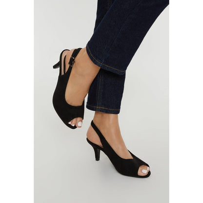 Natural Black - Side - Good For The Sole Womens-Ladies Evelyn Peep Toe Wide Court Shoes