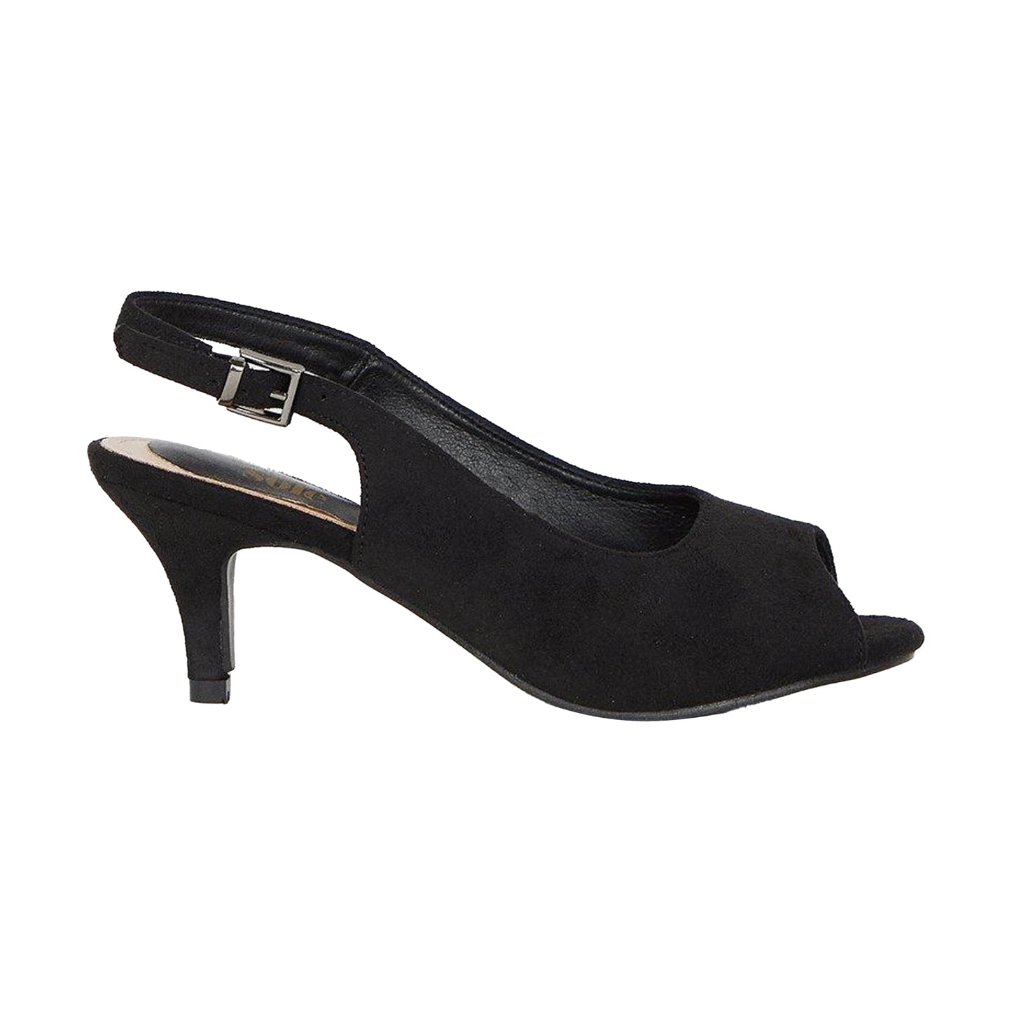 Natural Black - Front - Good For The Sole Womens-Ladies Evelyn Peep Toe Wide Court Shoes