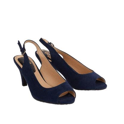 Navy - Front - Good For The Sole Womens-Ladies Evelyn Peep Toe Wide Court Shoes