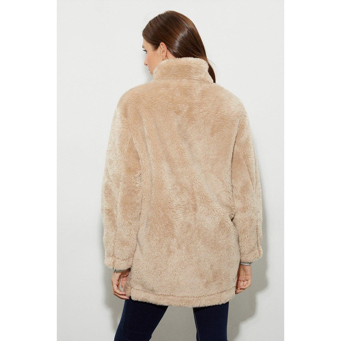 Oatmeal - Back - Dorothy Perkins Womens-Ladies Faux Fur Double-Breasted Coat