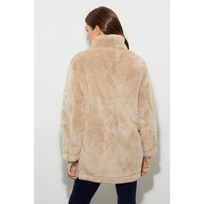 Oatmeal - Back - Dorothy Perkins Womens-Ladies Faux Fur Double-Breasted Coat