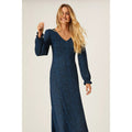 Blue - Pack Shot - Dorothy Perkins Womens-Ladies Spotted V Neck Midi Dress