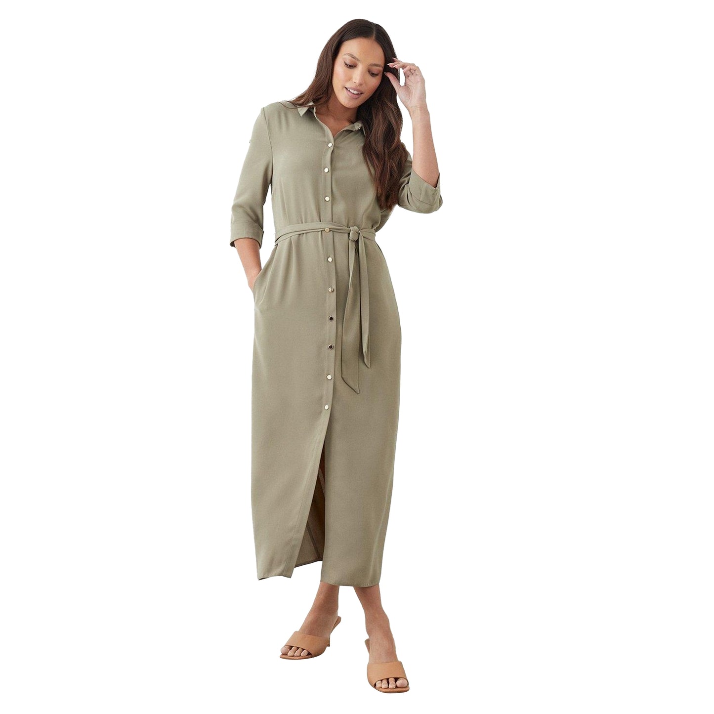 Sage - Front - Dorothy Perkins Womens-Ladies Tall Shirt Dress