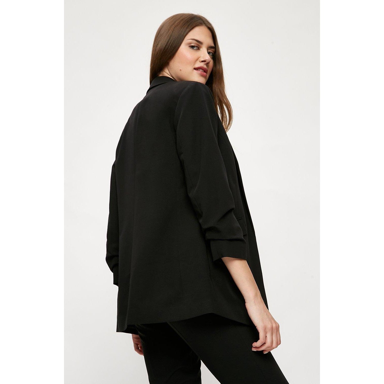 Black - Back - Dorothy Perkins Womens-Ladies Ruched Tall Blazer