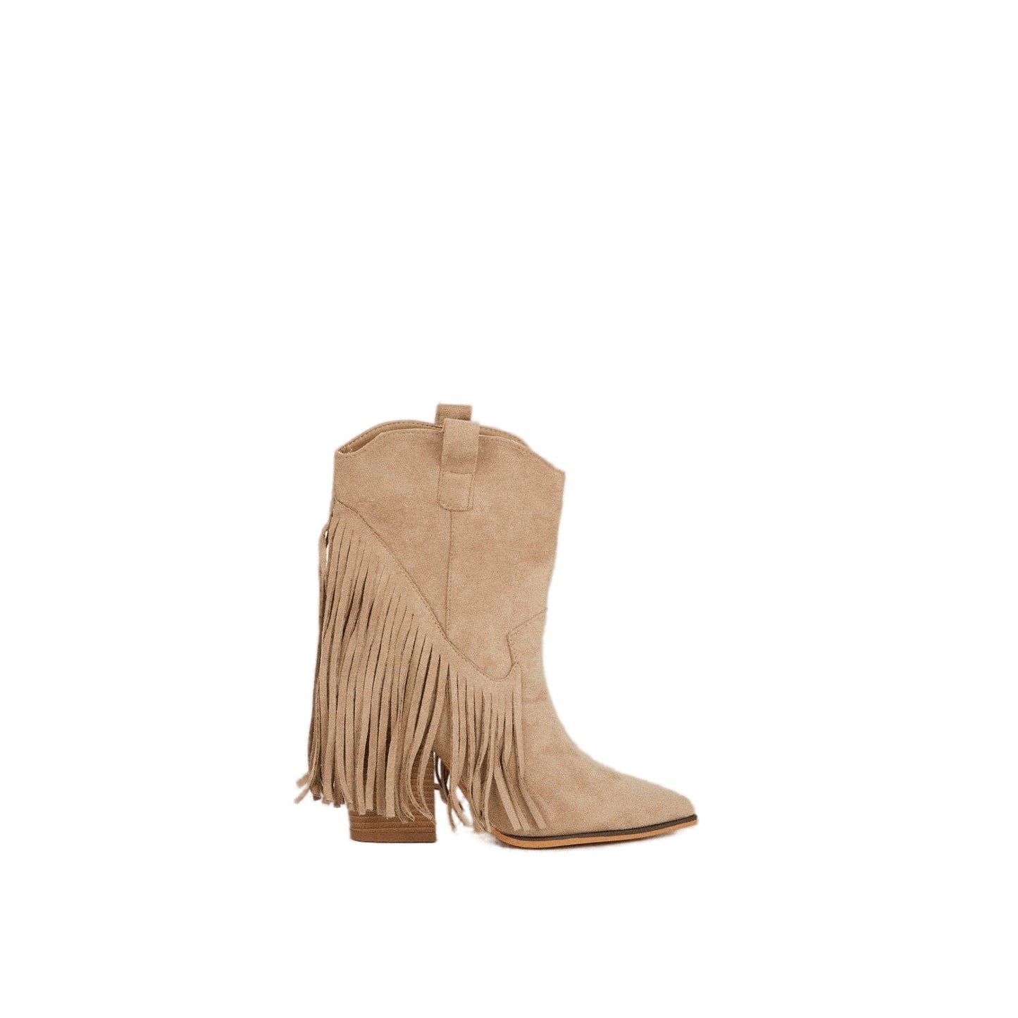 Taupe - Front - Dorothy Perkins Womens-Ladies Amanda Fringe Western Boots