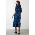 Blue - Back - Dorothy Perkins Womens-Ladies Printed Wrap Puffed Midi Dress