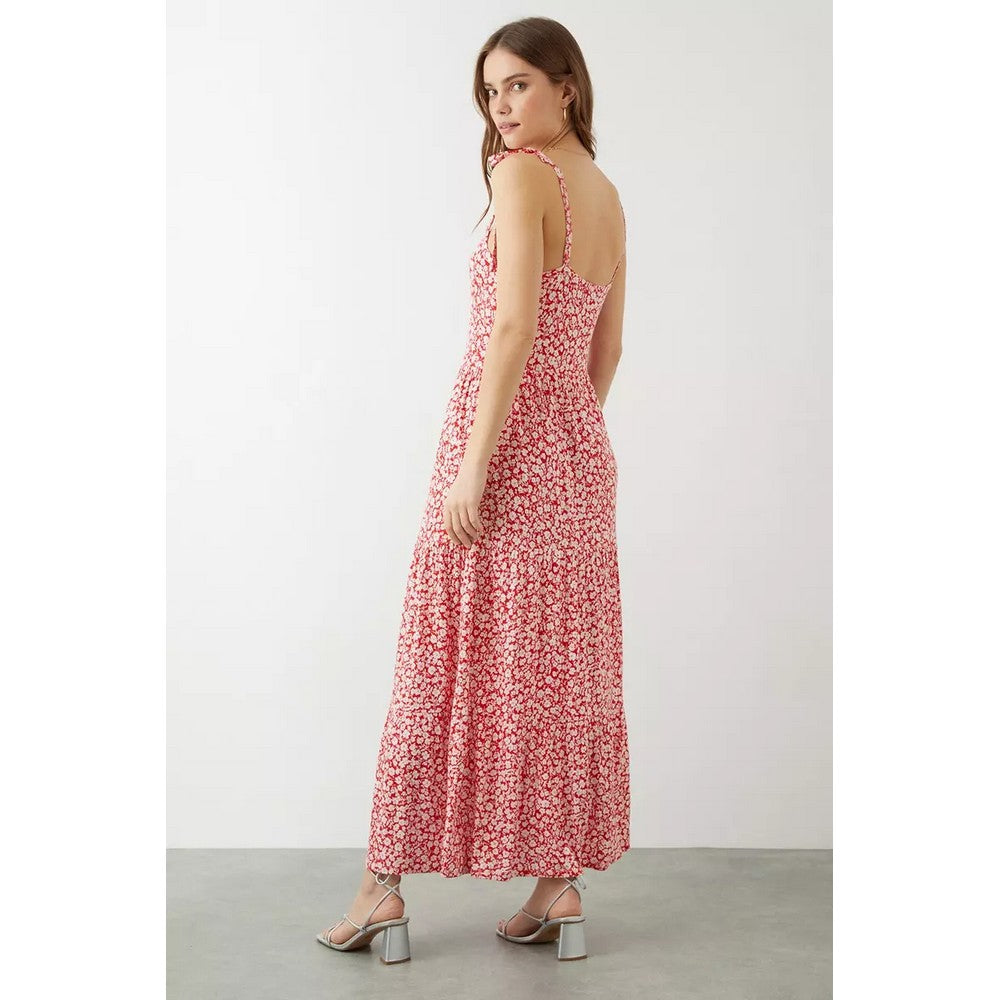 Red - Back - Dorothy Perkins Womens-Ladies Ditsy Print Tiered Maxi Dress