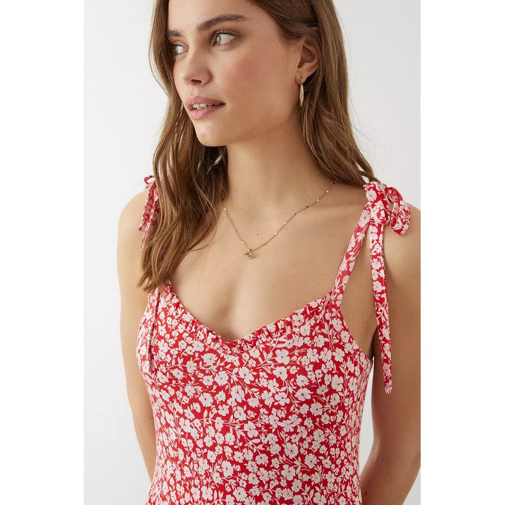 Red - Side - Dorothy Perkins Womens-Ladies Ditsy Print Tiered Maxi Dress
