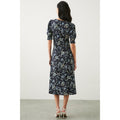 Blue - Back - Dorothy Perkins Womens-Ladies Ditsy Print Shirred Cuff Petite Midi Dress