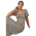 Ivory - Front - Dorothy Perkins Womens-Ladies Ditsy Print Ruched Midi Dress