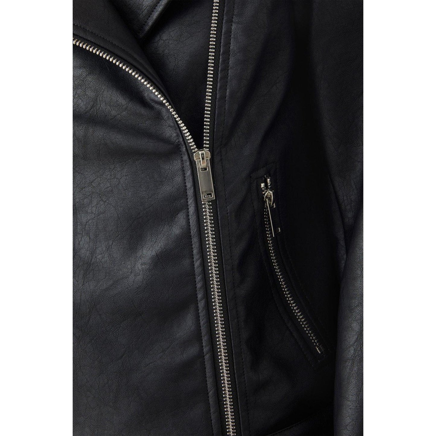 Black - Side - Dorothy Perkins Womens-Ladies Faux Leather Petite Biker Jacket