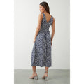Navy - Back - Dorothy Perkins Womens-Ladies Spotted Front Tie Petite Sleeveless Midi Dress