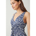 Navy - Side - Dorothy Perkins Womens-Ladies Spotted Front Tie Petite Sleeveless Midi Dress