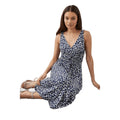 Navy - Front - Dorothy Perkins Womens-Ladies Spotted Front Tie Petite Sleeveless Midi Dress