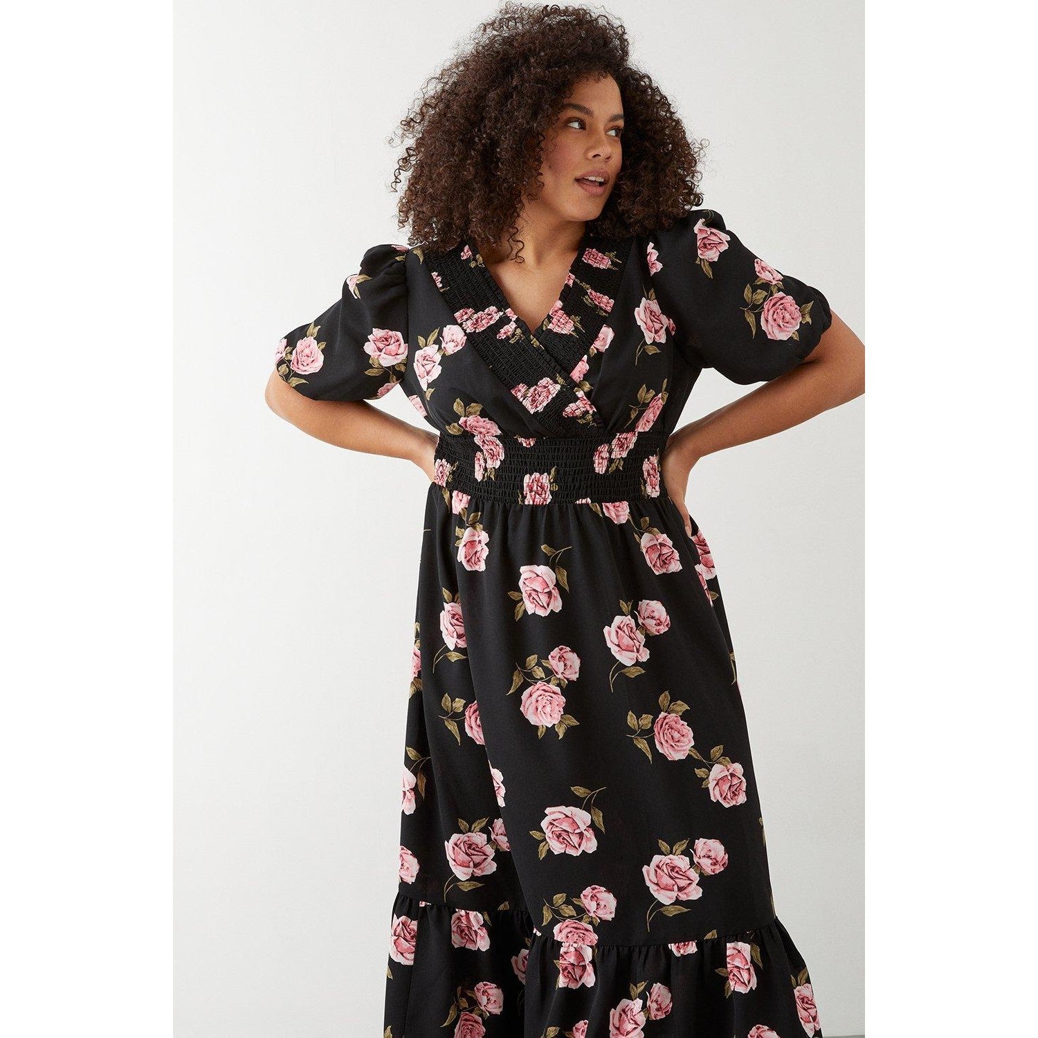 Dorothy Perkins Womens/Ladies Rose Shirred Plus Midi Dress – Universal  Textiles