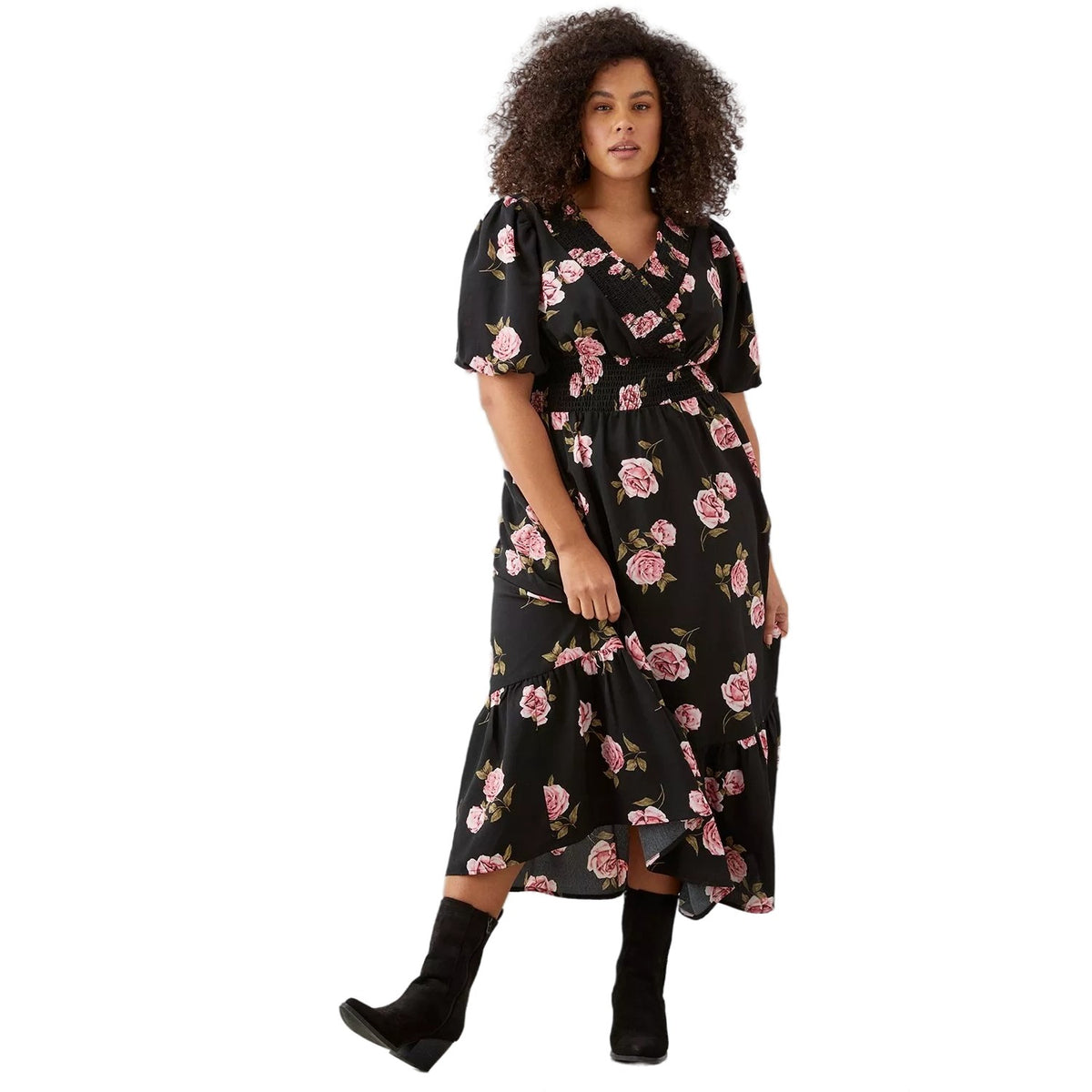 Dorothy Perkins Womens/Ladies Rose Shirred Plus Midi Dress – Universal Textiles