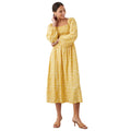 Yellow - Front - Dorothy Perkins Womens-Ladies Ditsy Print Shirred Bodice Midi Dress