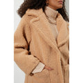 Camel - Side - Dorothy Perkins Womens-Ladies Short Teddy Fleece Patch Pocket Coat