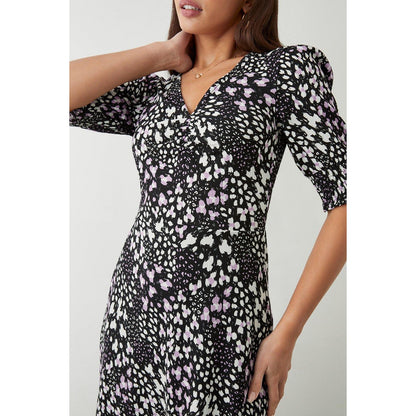 Black - Lifestyle - Dorothy Perkins Womens-Ladies Leopard Print Shirred Cuff Tall Midi Dress