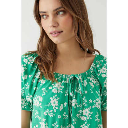 Green - Side - Dorothy Perkins Womens-Ladies Ditsy Print Shirred Top