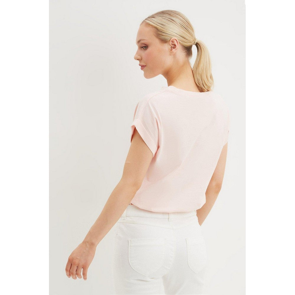 Blush - Back - Dorothy Perkins Womens-Ladies Cotton Crew Neck Petite T-Shirt