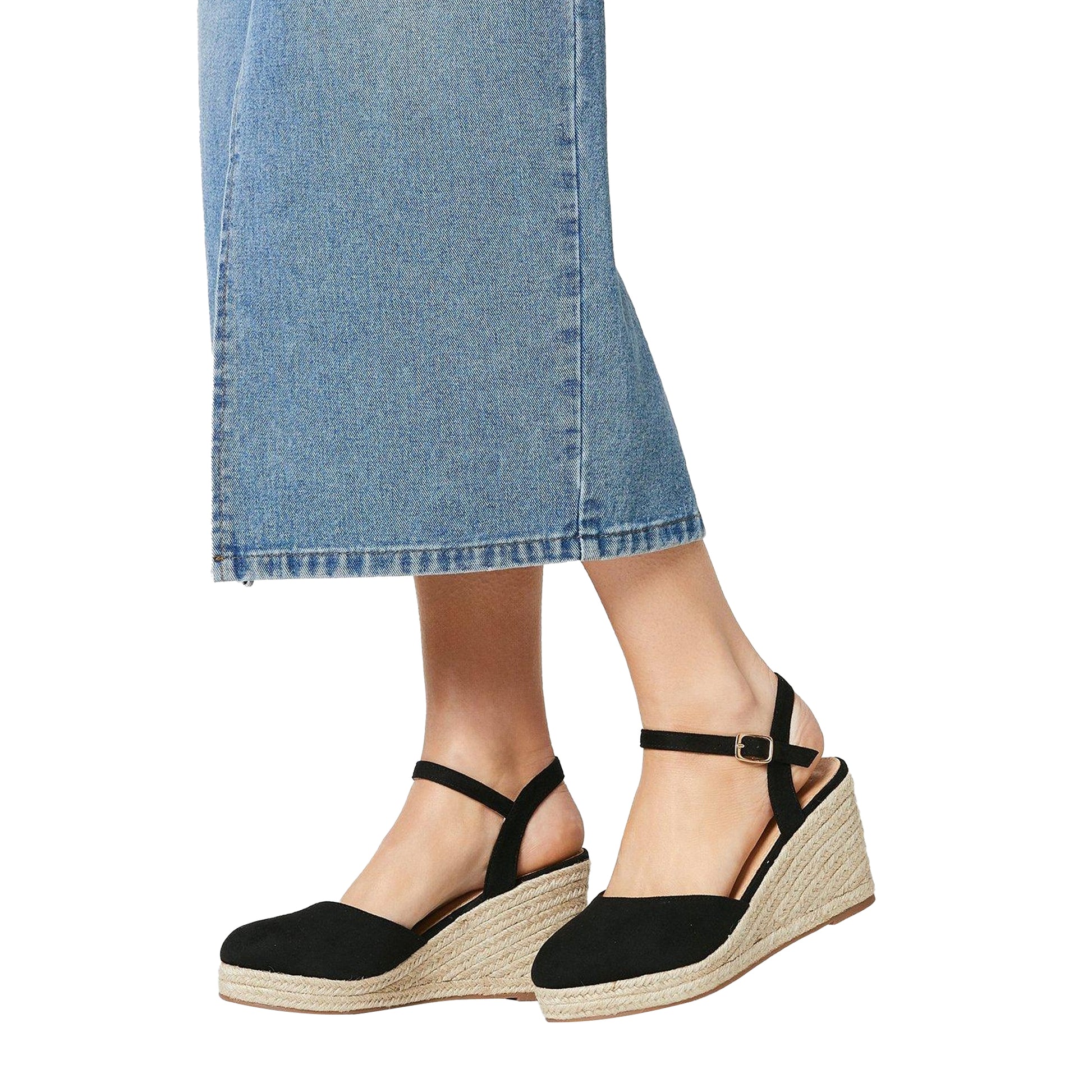 Natural Black - Side - Dorothy Perkins Womens-Ladies Rumor Closed Toe Wide Wedges