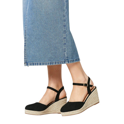 Natural Black - Side - Dorothy Perkins Womens-Ladies Rumor Closed Toe Wide Wedges