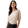 Blush - Front - Dorothy Perkins Womens-Ladies Dobby Spotted Chiffon Contrast Sleeves Blouse